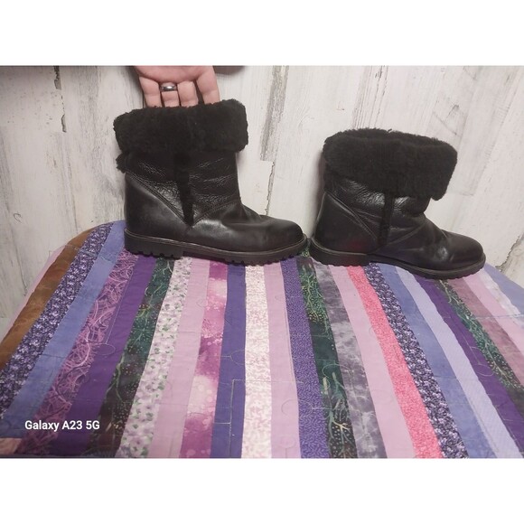La Canadienne shearling lined Black leather snow boots Size 8.5 - Picture 6 of 8